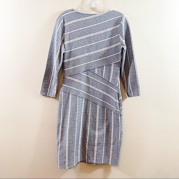 Anthropologie Maeve Wrapped Stripe Column Navy/White Sheath Dress - Picture 9 of 10